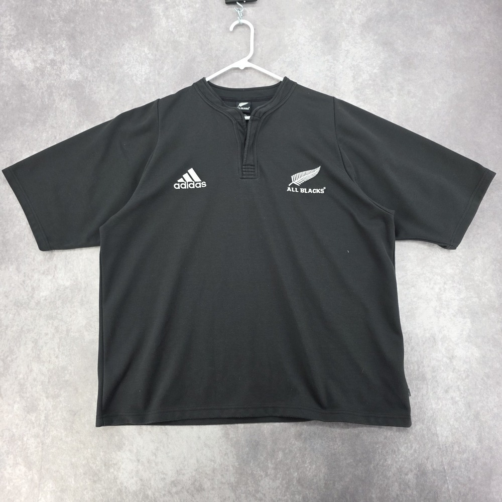 Vintage Adidas New Zealand All Blacks 2XL Rugby Jersey Shirt Mandarin Collar 03